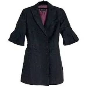 BCBGMAXAZRIA Black Jacquard Bell Sleeve Double Breasted Blazer Jacket‎ Women's M